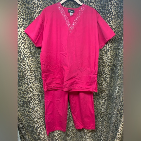 Angel Tops Pink Scrub Set Poshmark